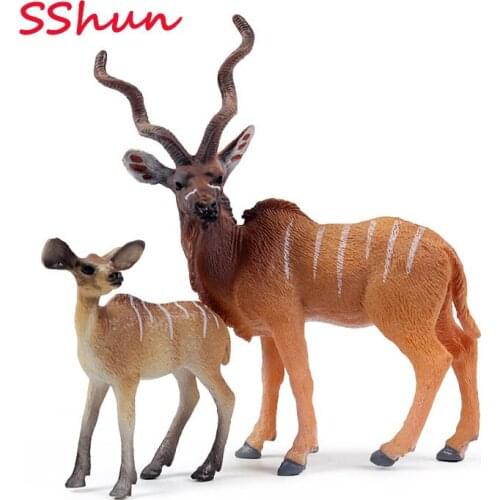 Solid simulation wild animal toy model spiral horn antelope Tibetan antelope African antelope hand-made set ornaments