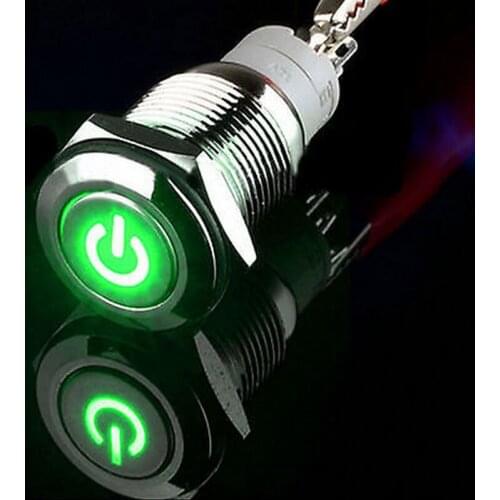YOCOMYLY 16mm 24V Green Power LED Momentary Push Button Switch car boat electric sales