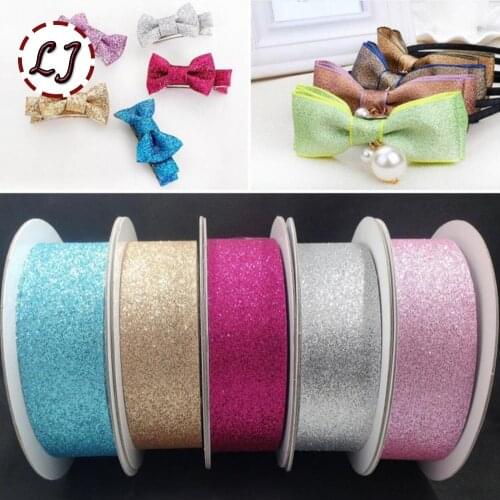 New brand 5yd/lot 1-1/2''(38mm) material PU Silver gold color Glitter ribbon lace trim for wedding craft bow decoration DIY