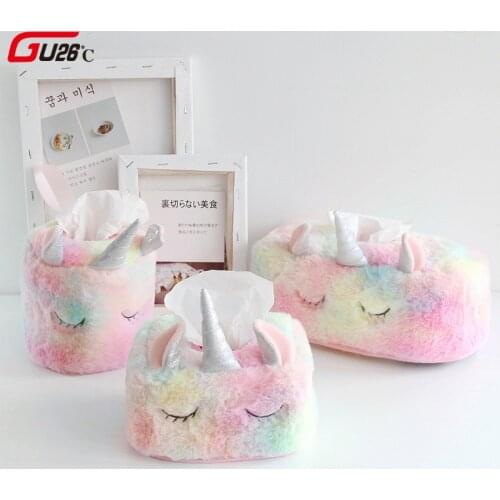 1 PC Cute Unicorn Tissue Box Plush Tissue Storage Holder Novelty Funny Tissue Box For Home Bedroom Restaurant Small