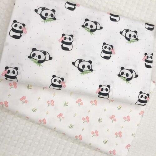 160cm Width Animal Panda Dot & Pink Flower Printed 100% Cotton Fabric For DIY Sewing Floral Fabric Patchwork Baby Cloth Bedding