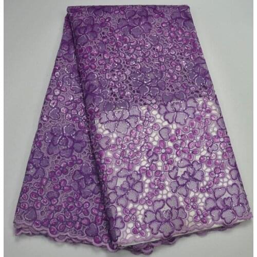 2017 High quality african french net lace fabric Embroidered sequins African Purple French Lace Fabric for party dress BSX002