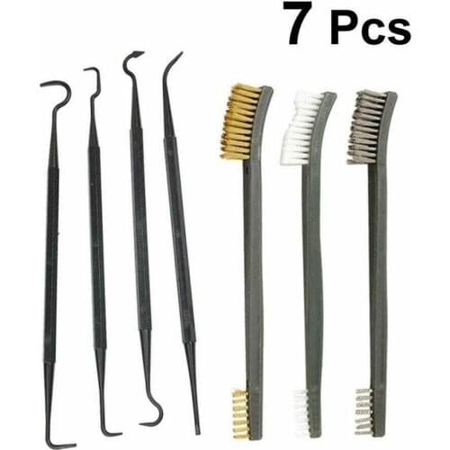3pcs Steel Wire Brush + 4pcs Nylon Pick Set Universal Gun Cleaning Kit Tactical Gun Accessories Hunting Rifle Cleaning Tool