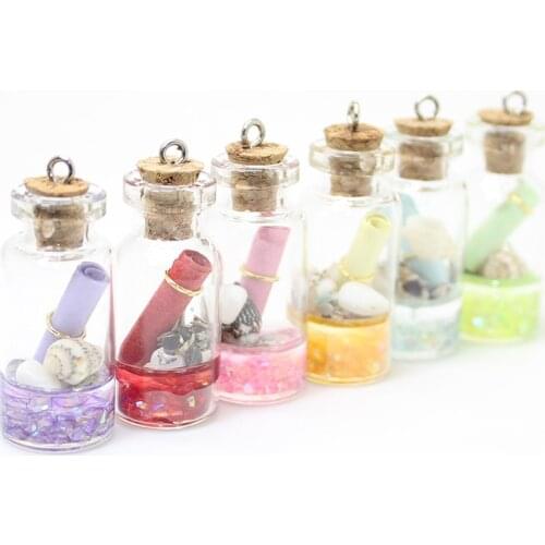6pcs-- 36*16mm Nautical Shell transparent Glass Wish bottle Charm Pendant for Jewelry DIY Earrings.Bracelet,Necklace