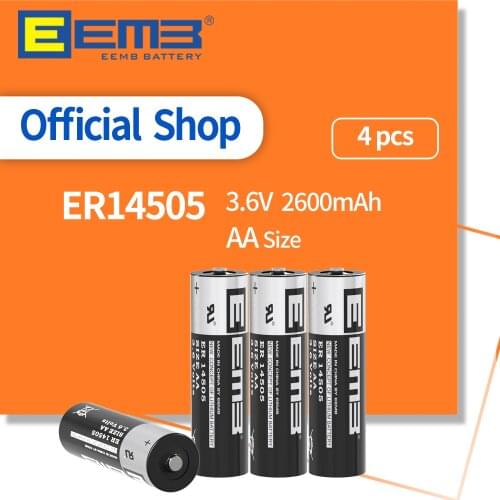 EEMB 4PCS 3.6V AA Size Lithium Battery ER14505 2600mAh Non-Rechargeable Batteries for Water Meter Window Sensor Home Monitor