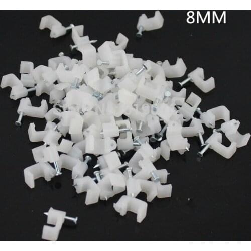 FREE SHIPPING 100 PCS 8MM square Cable Wire Wall Hanging Screw Clips Cable Clips