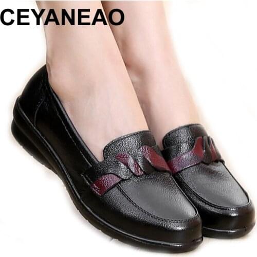 CEYANEAO2018 Superstar women shoes spring 2018 new style womens moccasin shoes genuine leather solid shallow casual shoes E909