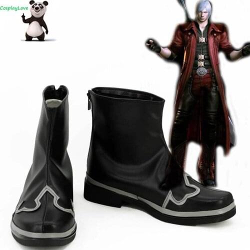 CosplayLove DMC 4 Dante Black Shoes Cosplay Long Boots Custom Made For Halloween Christmas