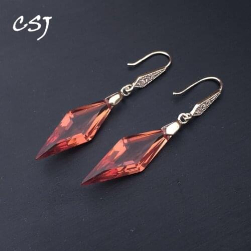 CSJ Elegant Zultanite Earring Sterling 925 Silver Prismatic 10*30mm Created Sultanite Fine Jewelry Women Wedding Party Gift