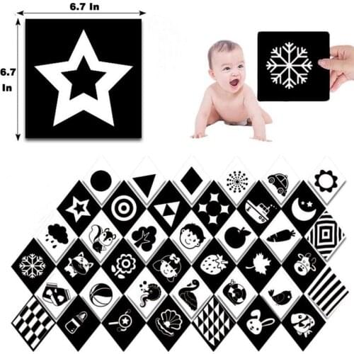 Montessori Baby Toys Black White Flash Cards High Contrast Visual Stimulation Learning Educational Flashcard Toddler Sensory Toy