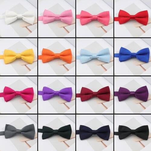 Bow Tie Fashion Wedding Party Groom Men Women Solid Candy Color Cravat Polyester Necktie Bowtie Male Dress Shirt Gift