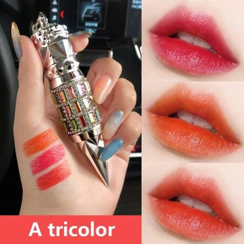 New Three-color Queen Scepter Lipstick A Tri-color Matte Soft Mist Koi Cow Blood Lipstick Lipstick Lip Makeup