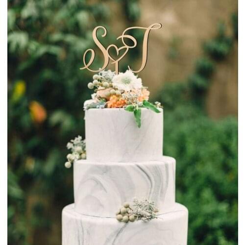 Customized Engagement Monogram Bride & Groon Initials Cake Topper for Wedding Anniversary Party