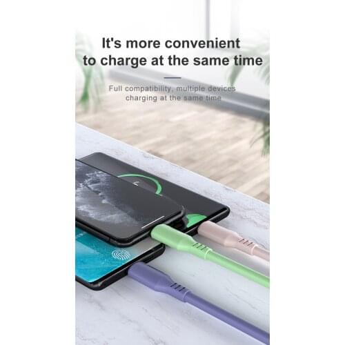 3in1 Liquid silicone Fast Charging Data Cord skin friendly Cable Micro USB Type C Phone Charger For Samsung Huawei Xiaomi Cable