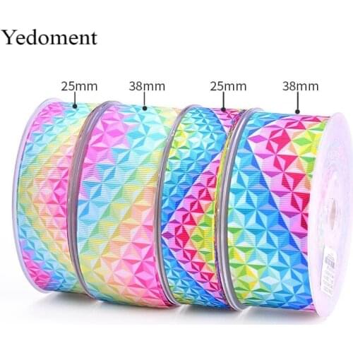 1" 25mm/1-1/2" 38mm 10 yards rainbow printed grosgrain ribbon gift packaging DIY handmade materials YM18010116
