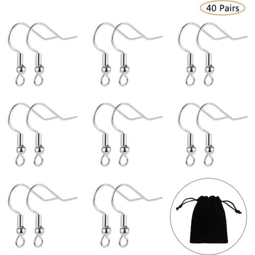 40 PCS/20 Pairs 925 Sterling Silver DIY Earring Hook Hook French Line Hook Jewelry Accessories Earring Parts For DIY Productions