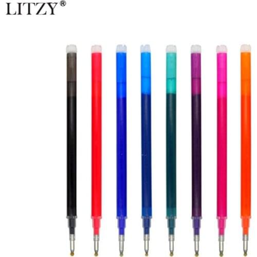 LITZY 8pc Erasable Gel Pen Refill 0.5mm Mixed Colors Ink Bullet Erasable Pen Refill Office School Writing Stationery Accessories