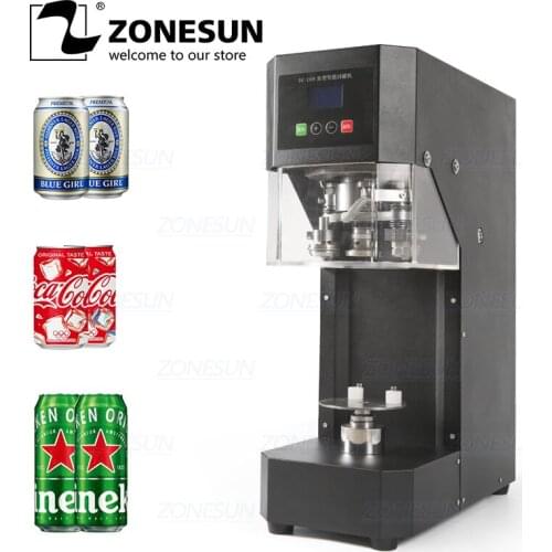 ZONESUN Cans Sealing Machine 55mm Drink Bottle Sealer Coffee Tea Can Sealing Machine Beverage bottle Capping Machine 220V