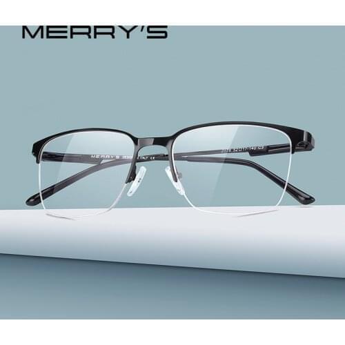 MERRYS DESIGN Men Titanium Alloy Glasses Frame Optical Frame Business Style Myopia Prescription Eyeglasses S2178