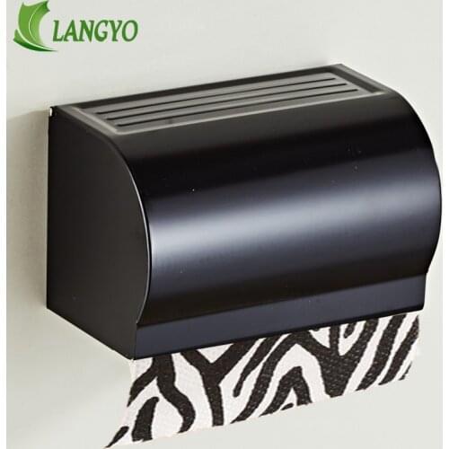 Metal Paper Holders Modern Wall Mount Matte Black Aluminium alloy Bathroom Toilet Paper Holder WC Roll Paper Tissue Box
