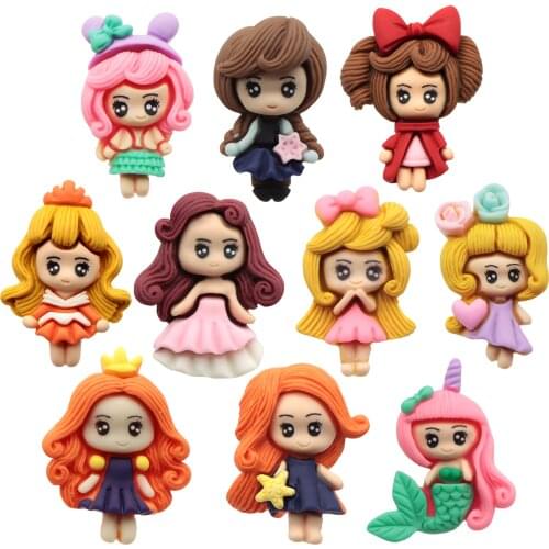 Resin Lovely Mixed Mermaid/Little Girl Princess Flatback Cabochon Scrapbook Kawaii DIY Embellishments Accessories,c17601