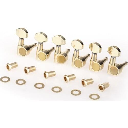 Musiclily Pro 6 in Line Sealed Dual Pin Guitar Tuners Tuning Pegs Keys Machine Heads Set for Squier Strat, Gold