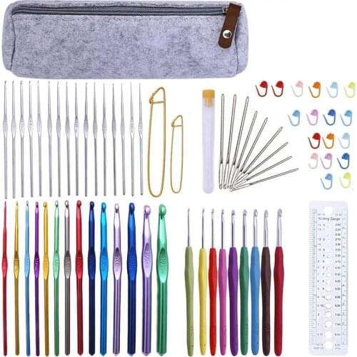 Imzay 72 Pcs Crochet Hooks Set Crochet Needle Large Eye Blunt Needles Crochet Hooks Knitting Kit Needle Set Weave Craft Tools