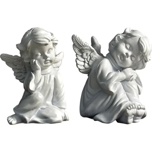 Napping Angle Sculpture Desktop Cute Resin Decorative Statue European Retro Flower Fairy For Garden Home Decoration Gifts
