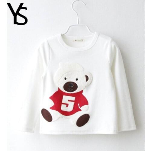 2-6T Girls Cotton T Shirt Long Sleeve Pullovers Spring Autumn Fall Pink White Yellow Girls Toddler Kids Children Clothes