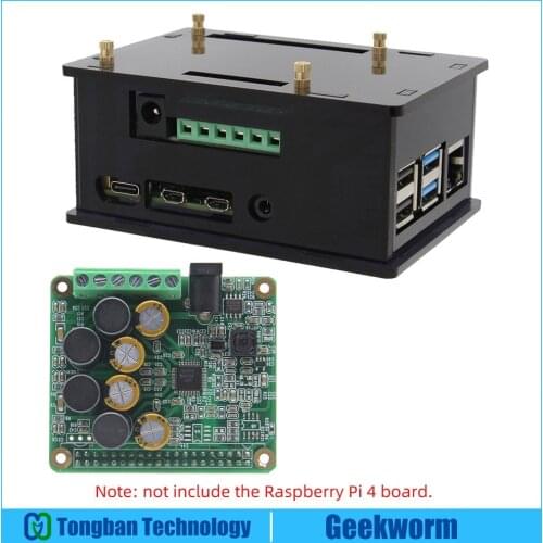 Raspberry Pi 4 Amplifier HIFI AMP Expansion Board Audio Card + Acrylic Case for Raspberry Pi 4 Model B Only