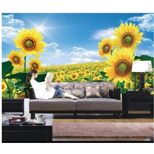 Custom High-end mural 3d wallpaper murals Landscape wallpaper sunflowers mural idyllic background wall TV background wall decor