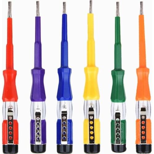 Portable LED Voltage 100-500V Voltmeter Test Pen Tester Flat Screwdriver Socket Detector Screw Driver Repair Electrician Tools