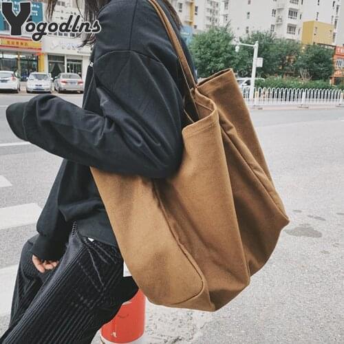 Casual Canvas Shopping Bag High Quality Eco Reusable Grocery Handbag Lightweight Shoulder Bags Large Capacity Daily Tote Pouch