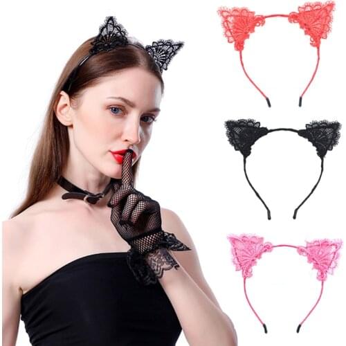 Black Sexy Lace Cat Ear Headbands Women Hoop Head Erotic Flirting BDSM Bondage Restraints Adult Games Sex Toys Sex Shop Bdsm Sex