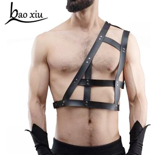 2019 New Vintage Punk Shoulders sexy Belt Faux Leather Body Bondage Cage Corset female Harness Waist Belt Straps Men Suspenders