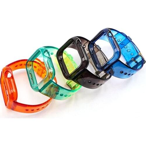 Transparent Silicone Sport Strap for Apple Watch iwatch 6 5 4 3 2 SE 38mm 42mm 40mm 44mm Rubber Replacement Band Protective Case