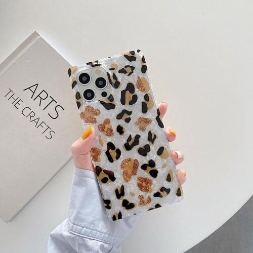 Luxury brand Leopard Marble Glossy mirror Soft Phone Case For apple iPhone 12 Pro 7 8 Plus X XS XR MAX 11 MiNi SE 10 cover