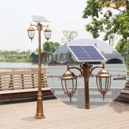 Garden pole LED lamp solar street light decoration landscape post and vintage waterproof lantern