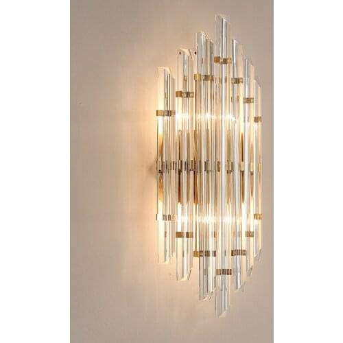 Modern LED Crystal Wall Sconces Bedroom Light Luminaire Home Lighting personalized background bedside wall lamp H50cmD25cm