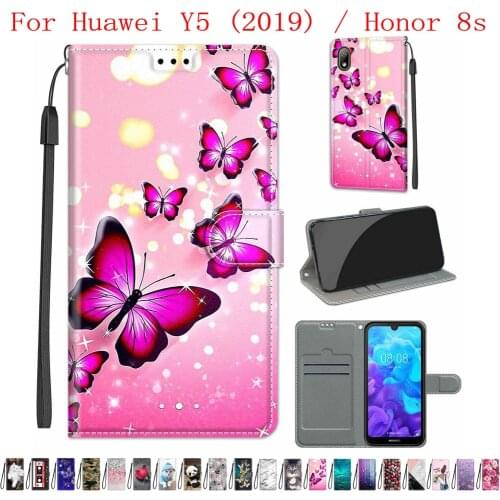 Sunjolly Case for Huawei Y5 (2019) Honor 8s Wallet Stand Flip PU Leather Phone Case Cover coque capa Case Cover