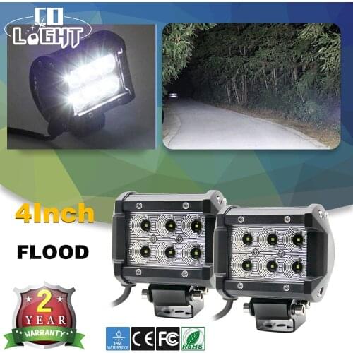 CO LIGHT 2Pcs Led Work Light 18W Led Light Bar Spot Flood Beam Led Chip 4Inch Dc 12V 24V For 4X4 Offroad Car 4x4 Truck SUV ATV