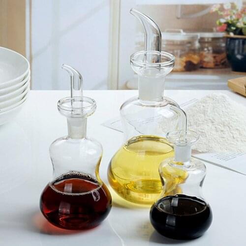 125/250/500ml Anti-leak Heat Resistant Glass Oil Sauce Vinegar Dispenser Seasoning Bottle Oil Pot for Kitchen Cooking