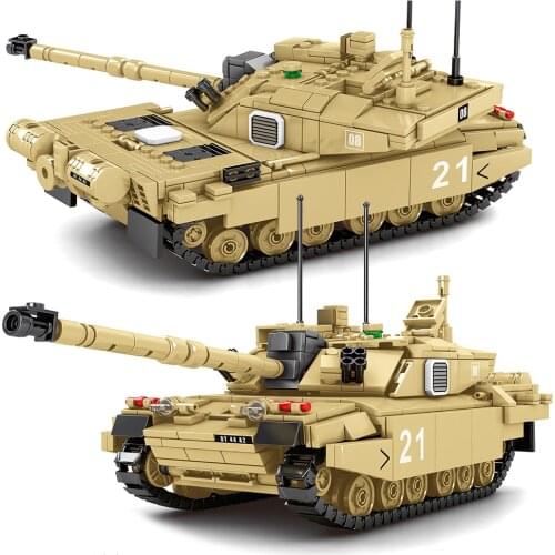 Military UK Tank 904PCS FV4034 Challenger 2 Main Battle Tank Soldier Building Blocks WW2 Bricks Army Kids Children Toys Gifts