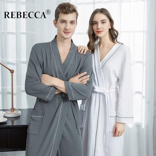 High Quality Cotton Waffle Robes Men Women Japanese Kimono Style Home Wear Absorbent Bathrobe Male Sleepwear Yukata