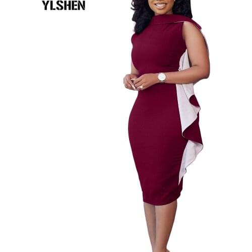 African Women Bodycon Dress Sexy Ruffle Sleeveless Nightclub Slim Party Dresses Fashion Robe Femme Evening Package Hip Vestidos