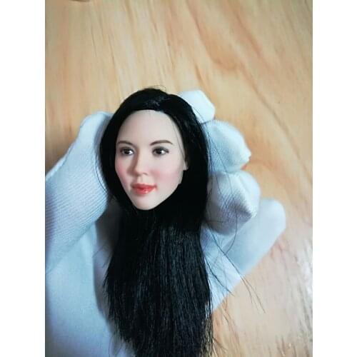 1/6 Soldier Head Sculpture Asian Beauty Hair Transplant Head Fit PH 12 inch action figure body