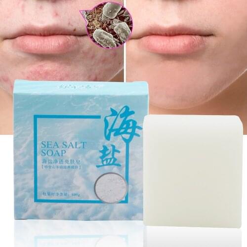 100g Sea Salt Soap Goat Milk Moisturizing Face Wash Soap Base Removal Pimple Pores Acne Handmade Face Skin Care Whitening Soap