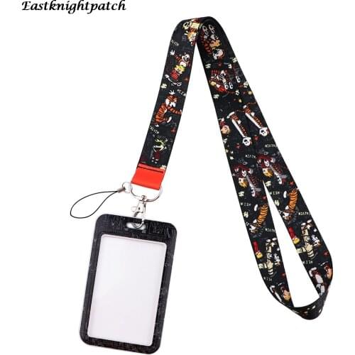 12pcs/lot E3031 Cartoon Tiger Business Badge Card Holder with Necklace Lanyard Keychain keys Badge ID Mobile Phone Rope Gifts