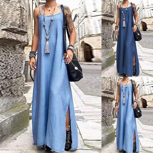 2021 Fashion Korean Plus Size Denim Dress For Women Summer Dress Lapel Split Sexy Long Maxi Jeans Dress 3xl Vestidos