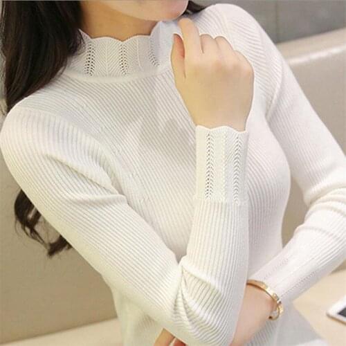 2020 autumn and winter womens sweater new half-high collar bottoming set short paragraph Slim long-sleeved inside knitting